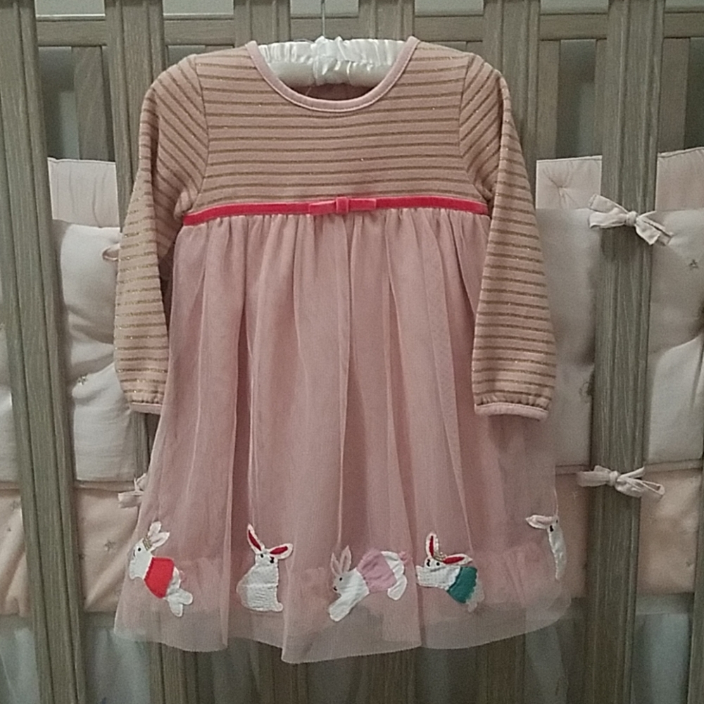 Mini boden bunny party dress 6-12